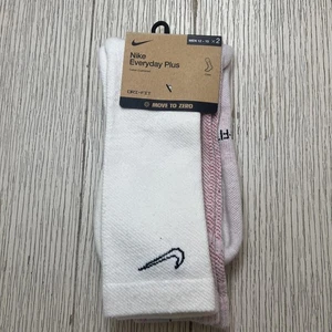 Nike Everyday Plus Socks Mens XL 12-15 White Pink Dri-FIT Crew Cushioned 2 Pack - Picture 1 of 6