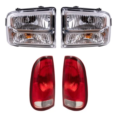 Juego de faros con bisel cromado para camioneta Ford Super Duty 05-07 y luces traseras Foto 1 de 4