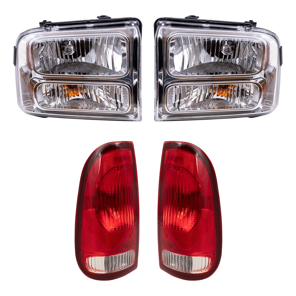 Juego de faros con bisel cromado para camioneta Ford Super Duty 05-07 y luces traseras Foto 1 de 4
