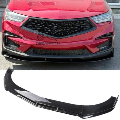 Kit de cuerpo de alerón divisor labial parachoques delantero negro brillante para Acura MDX RDX Foto 1 de 4