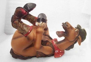 Humorous Horse on Back Wine Beer Bottle Holder Figure Statue Cowboy Western - Picture 1 of 7