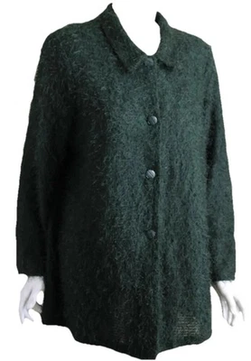 Picadilly Talla XL Verde Pelo Largo Fibra Funky 32" Largo Túnica Chaqueta Usable Arte Foto 1 de 4