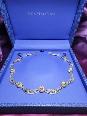 Collar ateniense de plata de ley y oro de 18 quilates y piedras semipreciosas de Constantino Foto 1 de 4