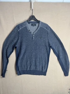 Suéter Buffalo David Bitton Para Hombres 2XL Azul Henley Pullover Algodón Tejido Informal - Imagen 1 de 10