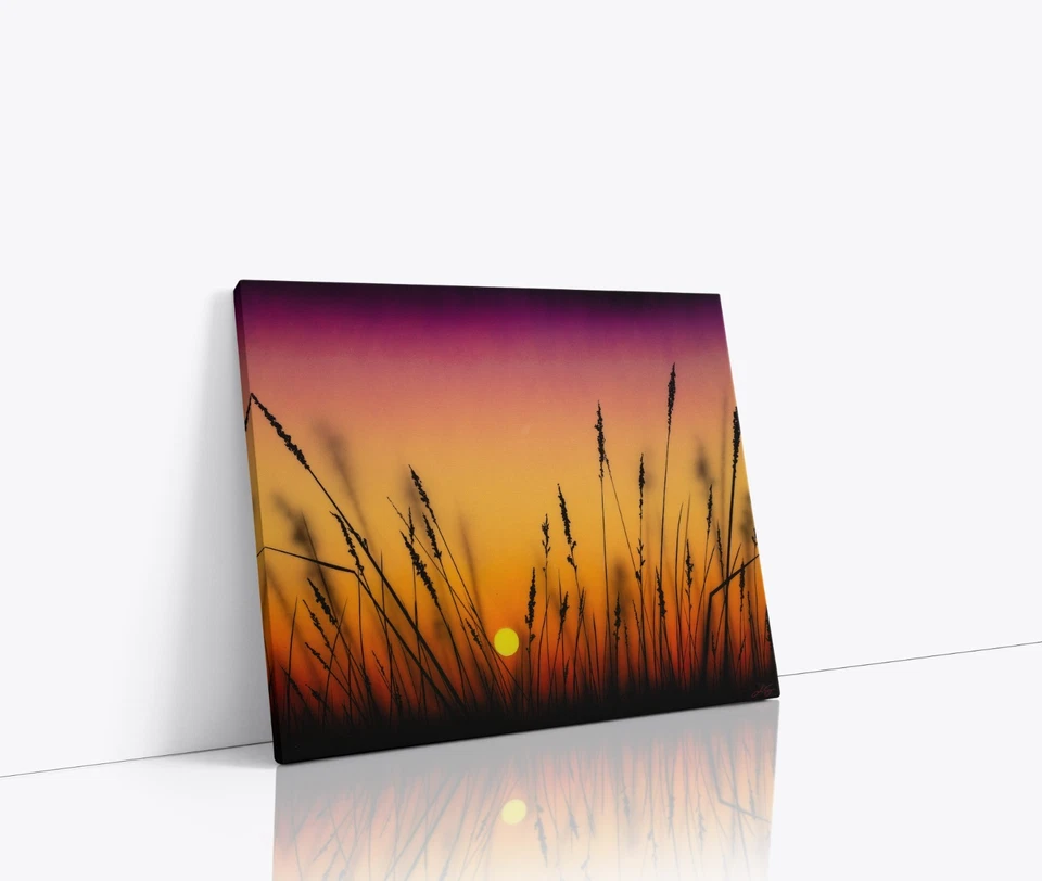 Arte de pared en lienzo botánico al atardecer 30x24 - arte de hierbas botánicas luz de luna Foto 1 de 4