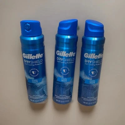 3x Gillette Dry Spray Antitranspirante y Desodorante para Hombres Cool Wave 4.3 OZ Foto 1 de 3