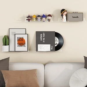 Confezione 6 Mensole Galleggianti Acrilico Trasparente 15" per Decorazione Parete - Foto 1 di 4