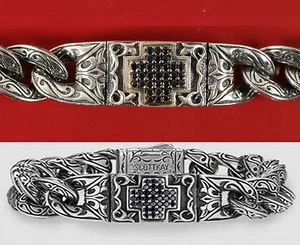 $ 1.300 + Scott Kay 7,5 ohne Kaged schwarzer Saphir Kreuz Armband Armreif Männer Geschenk neu ohne Etikett - Bild 1 von 12