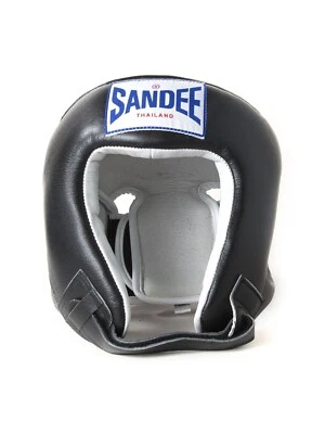 Sandee Leder Offen Gesicht Kopf Schutz Muay Thai Kickboxen Sparring Gang Helm - Bild 1 von 3
