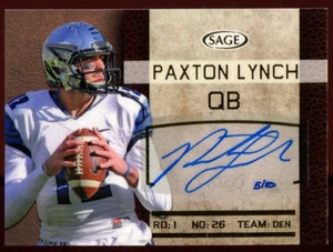 2016 SAGE AUTOGRAPHED PAXTON LYNCH #SA31 BRONCOS ROOKIE /10 SD - Picture 1 of 1