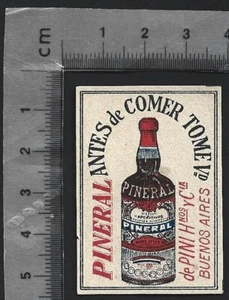 (AOP) Argentina vintage matchbox label with apertif PINERAL advertsement - Picture 1 of 1