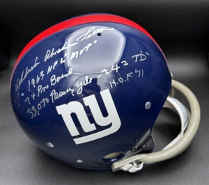YA Y.A. Casco Tittle FIRMADO TK NY Giants F/S + HOF 71 INSC PSA/DNA AUTOGRAFIADO - Imagen 1 de 7