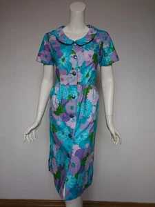Kenrose Vintage 50er Jahre Midi Kleid Blumenmuster Größe 16 Made in Republic of Ireland - Bild 1 von 10