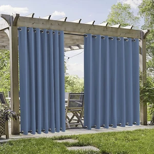 2 Panels Windproof Outdoor Curtains - Waterproof Thermal Insulated Porch Coverin - Picture 1 of 8