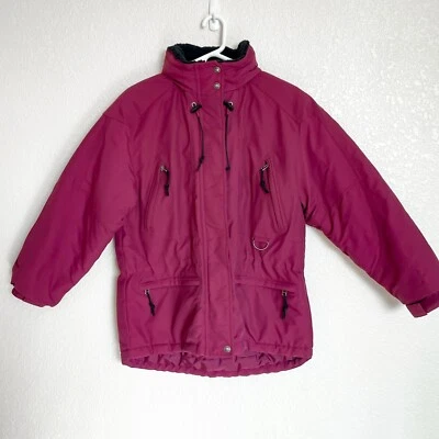 Vtg LL Bean Primaloft Ski Jacket Women's Petite Medium Purple Hooded Parka Coat - Image 1 of 4
