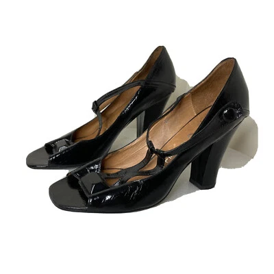 Zapatos Jeffrey Cambell Retro Ibiza Último Charol Punta Abierta Tacón Talla 9 Foto 1 de 4