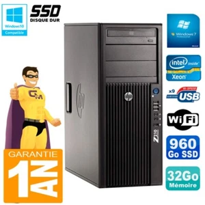 PC HP WorkStation Z210 Tour Xeon E3-1240 RAM 32Go SSD 960Go Graveur DVD Wifi W7 - Imagen 1 de 1