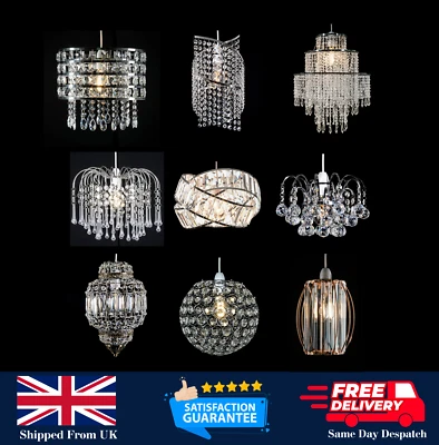 Light Shade Crystal Ceiling Pendant Modern Style Easy Fit Acrylic Chandelier - Image 1 of 4