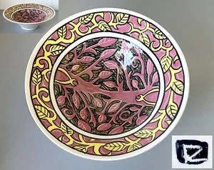 Vintage retro 80's AUSSIE ART POTTERY HAND MADE BOWL TREE & LEAF DESIGN - Signed - Picture 1 of 24