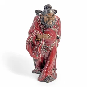Large Shiwan ware figure of warrior in oxblood glaze, Chinese pottery, c 1950s - Picture 1 of 13