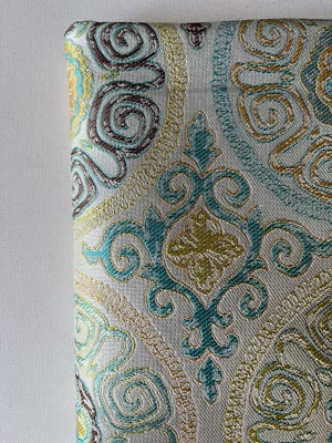 Kravet Aqua Chartreuse  Medallion Fabric Remnant 24"x24" - Image 1 of 4