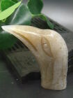Antique Chinese Nephrite Celadon-HETIAN-old JADE Eagle Head Statue QING DY.