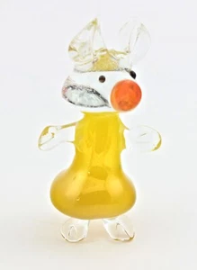 Murano Style Art Glass Pig Figurine Yellow – Small Murano Pig - Picture 1 of 2