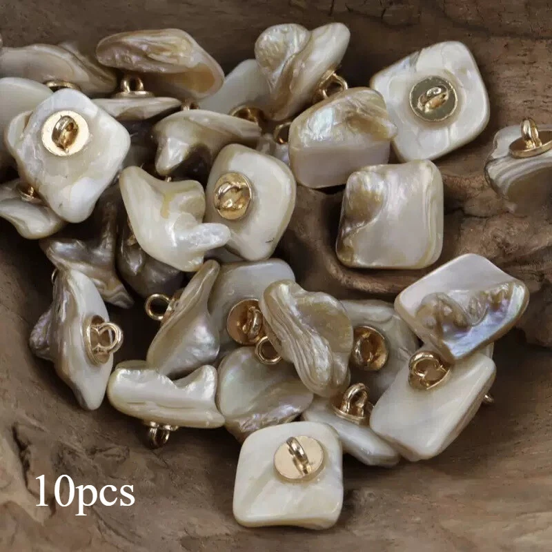 10pcs Natural Shell Shank Button Irregular Garment DIY Sewing Craft 16-23mm - Image 1 of 4