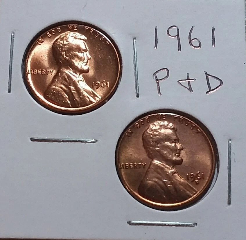 1961 LINCOLN MEMORIAL CENT PENNY (2 COIN SET P & D) UNC - Image 1 of 1