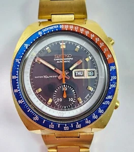 SEIKO VINTAGE POGUE 6139-6002 (1972) GOLD COLOUR STAINLESS STEEL AUTOMATIC WATCH - Picture 1 of 9