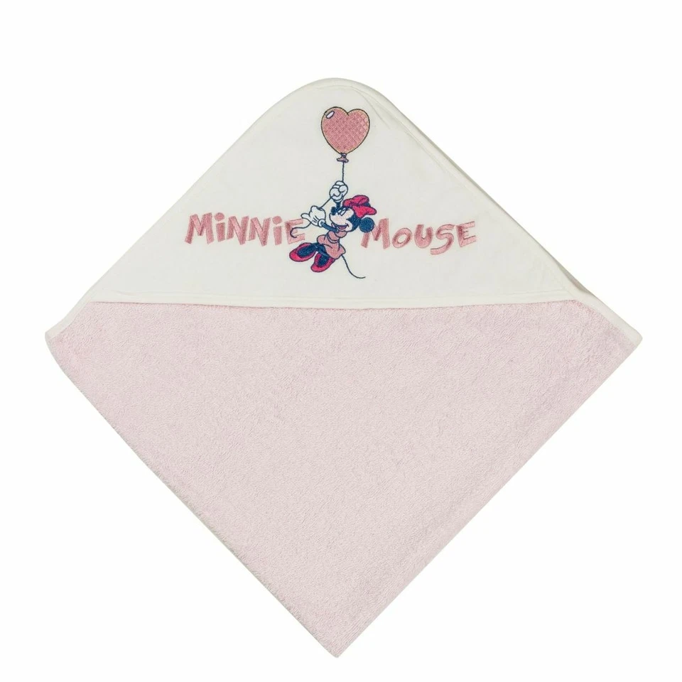 Accappatoio a Triangolo in spugna Ricamato Minnie Ellepi Bianco e Rosa - Immagine 1 di 1
