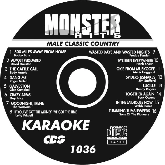   KARAOKE MONSTER HITS CD+G MALE CLASSIC COUNTRY  #1036 - Image 1 of 1