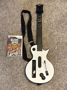 Wii Guitar Hero Gibson Les Paul Wireless White Guitar Aerosmith Game Bundle