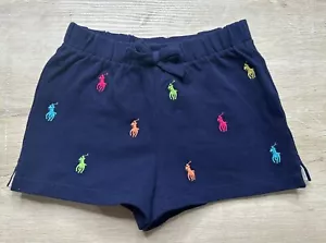 NWOT Polo Ralph Lauren Shorts Girls Navy 12M Pony Logo Embroidered Drawstring - Picture 1 of 4