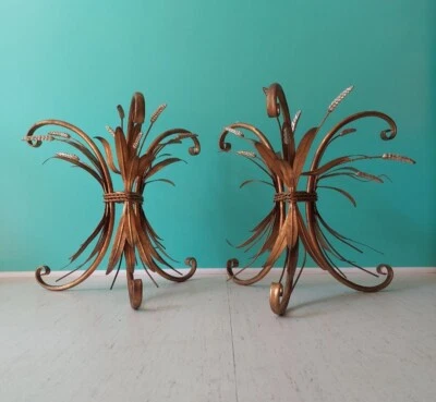 Par de Mesas de Gavilla de Trigo Vintage Años 60 Hollywood Regency MCM Chanel  Foto 1 de 4