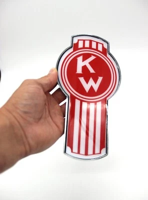 Kenworth Vintage Bug Hood Rejilla Logo Emblema Insignia Blanco y Rojo Sólido Clásico Foto 1 de 4