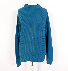 Quba &Co Teal Jumper Size 16 Cable Knit High Neck - Picture 1 of 9