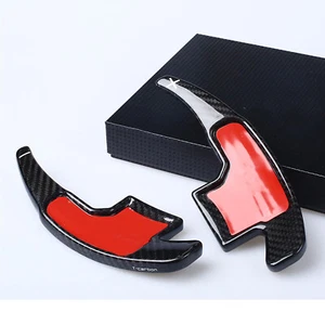 2x Black Carbon Fiber Steering Wheel Shift Paddle Extension For Mustang 2015+ ch - Picture 1 of 9