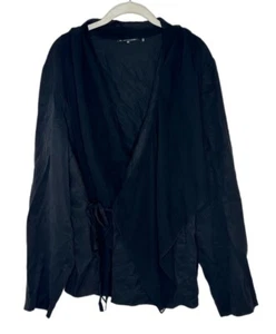 Chaqueta Blusa Cárdigan Elie Tahari Mujer Envolvente Seda Tencel Manga Larga Talla 2X - Imagen 1 de 6