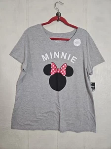 New Women's Disney Gray Short Sleeve Minnie Mouse T-Shirt Size 2XL - Picture 1 of 5