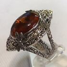 Genuine Baltic Amber Dragonfly Ring Sz9 Setting 925 Sterling Silver 1050Gram