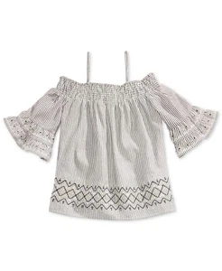 Epic Threads Big Kid Girls Striped Cotton Top Size XL Color Holiday Ivory - Picture 1 of 1