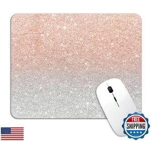LTHAOGUO Mouse pad, Trendy Rose Gold Glitter Ombre Silver Glitter Mouse pad,  - Picture 1 of 5