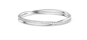 Swarovski 5572726 Bracciale rigido Twist Bianco Placcato Rodio TAGLIA L - Foto 1 di 3
