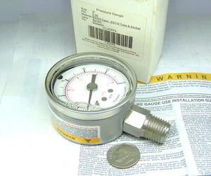 GRAINGER 4CFF6 NEW SS PRESSURE GAUGE 0-30PSI 2" DIAL GLYCERIN FILLED GENERAL USE - Picture 1 of 6