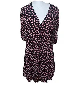 Nobody’s Child m&s Pink & Black open wrap ties Dress Size 8 - Picture 1 of 7