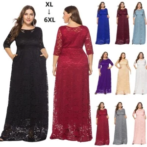 Plus Size Women's Cocktail Party Elegance Bridesmaid Lace Maxi Evening Dresses - Picture 1 of 66