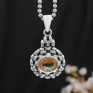 925 Sterling Silver Natural Yellow Citrine Pendant Gift Jewelry - Picture 1 of 7