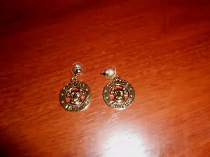 Orecchini pendenti oroscopo segno zodiacale toro toro astrologico tono oro diametro 1" - Foto 1 di 8