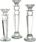 Set of 3 Crystal Glass Made Reverse Tapered Pillar and Hand Crafted Ball Candles